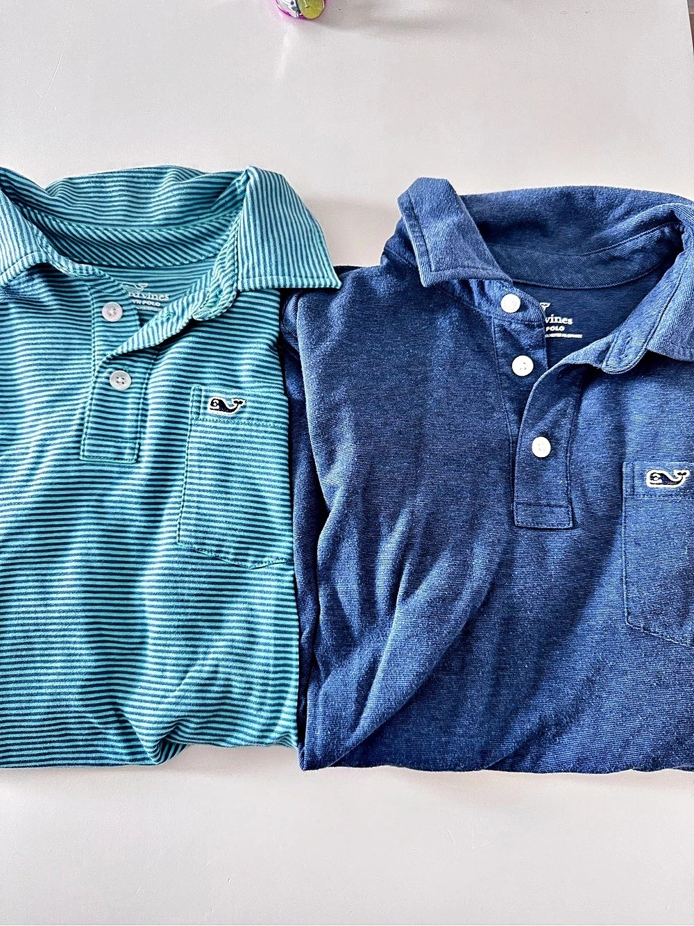 Vineyard Vines Edgartown Polo Striped Polo in Blue & Turquoise Medium Like New